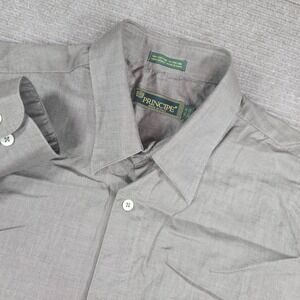 Principe Mens 16 32/33 Taupe Grey Extra Fine Cotton Made in Italy Dress Shirt